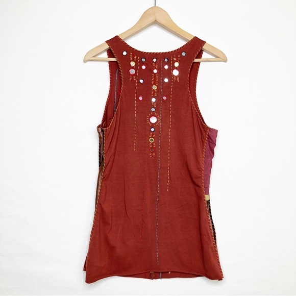 A Common thread boho embroidered embellished tank top - Picture 2 of 10